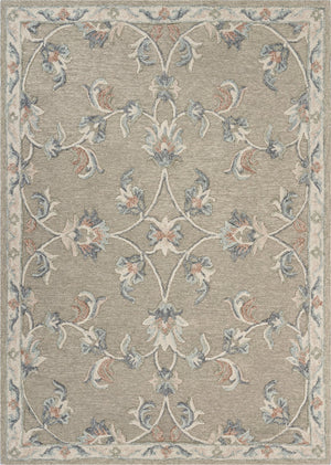 7’ x 9' Sage and Cream Filigree Area Rug