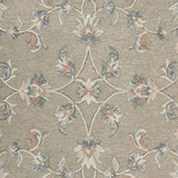 7’ Round Sage and Cream Filigree Area Rug