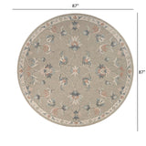 7’ Round Sage and Cream Filigree Area Rug