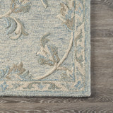 5’ x 7’ Blue and Cream Filigree Area Rug