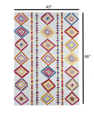 4’ x 6’ Red and White Diamonds Array Area Rug