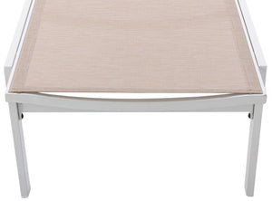 Santorini Waterproof Mesh Fabric / Aluminum Contemporary Beige Resilient Mesh Waterproof Fabric Outdoor Patio Aluminum Mesh Chaise Lounge Chair - 24.5" W x 80" D x 15" H