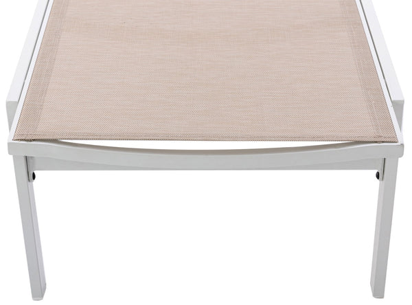 Santorini Waterproof Mesh Fabric / Aluminum Contemporary Beige Resilient Mesh Waterproof Fabric Outdoor Patio Aluminum Mesh Chaise Lounge Chair - 24.5" W x 80" D x 15" H