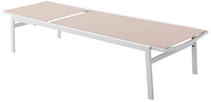 Santorini Waterproof Mesh Fabric / Aluminum Contemporary Beige Resilient Mesh Waterproof Fabric Outdoor Patio Aluminum Mesh Chaise Lounge Chair - 24.5" W x 80" D x 15" H