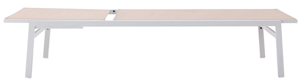 Santorini Waterproof Mesh Fabric / Aluminum Contemporary Beige Resilient Mesh Waterproof Fabric Outdoor Patio Aluminum Mesh Chaise Lounge Chair - 24.5" W x 80" D x 15" H