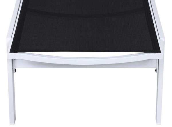 Santorini Waterproof Mesh Fabric / Aluminum Contemporary Black Resilient Mesh Waterproof Fabric Outdoor Patio Aluminum Mesh Chaise Lounge Chair - 24.5" W x 80" D x 15" H