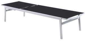 Santorini Waterproof Mesh Fabric / Aluminum Contemporary Black Resilient Mesh Waterproof Fabric Outdoor Patio Aluminum Mesh Chaise Lounge Chair - 24.5" W x 80" D x 15" H