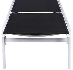 Santorini Waterproof Mesh Fabric / Aluminum Contemporary Black Resilient Mesh Waterproof Fabric Outdoor Patio Aluminum Mesh Chaise Lounge Chair - 24.5" W x 80" D x 15" H