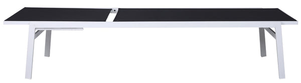 Santorini Waterproof Mesh Fabric / Aluminum Contemporary Black Resilient Mesh Waterproof Fabric Outdoor Patio Aluminum Mesh Chaise Lounge Chair - 24.5" W x 80" D x 15" H