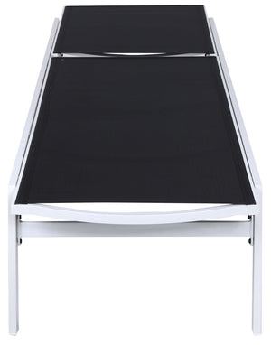 Santorini Waterproof Mesh Fabric / Aluminum Contemporary Black Resilient Mesh Waterproof Fabric Outdoor Patio Aluminum Mesh Chaise Lounge Chair - 24.5" W x 80" D x 15" H