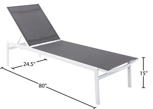 Santorini Waterproof Mesh Fabric / Aluminum Contemporary Grey Resilient Mesh Waterproof Fabric Outdoor Patio Aluminum Mesh Chaise Lounge Chair - 24.5" W x 80" D x 15" H