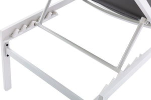 Santorini Waterproof Mesh Fabric / Aluminum Contemporary Grey Resilient Mesh Waterproof Fabric Outdoor Patio Aluminum Mesh Chaise Lounge Chair - 24.5" W x 80" D x 15" H