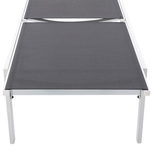 Santorini Waterproof Mesh Fabric / Aluminum Contemporary Grey Resilient Mesh Waterproof Fabric Outdoor Patio Aluminum Mesh Chaise Lounge Chair - 24.5" W x 80" D x 15" H