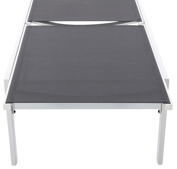 Santorini Waterproof Mesh Fabric / Aluminum Contemporary Grey Resilient Mesh Waterproof Fabric Outdoor Patio Aluminum Mesh Chaise Lounge Chair - 24.5" W x 80" D x 15" H