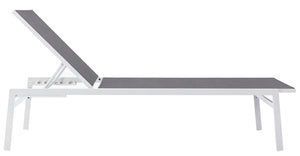 Santorini Waterproof Mesh Fabric / Aluminum Contemporary Grey Resilient Mesh Waterproof Fabric Outdoor Patio Aluminum Mesh Chaise Lounge Chair - 24.5" W x 80" D x 15" H