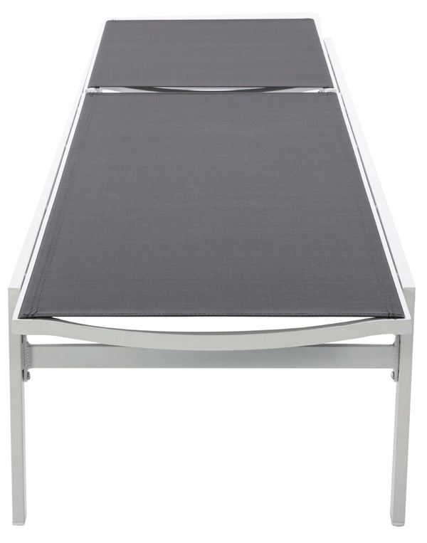 Santorini Waterproof Mesh Fabric / Aluminum Contemporary Grey Resilient Mesh Waterproof Fabric Outdoor Patio Aluminum Mesh Chaise Lounge Chair - 24.5" W x 80" D x 15" H