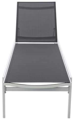 Santorini Waterproof Mesh Fabric / Aluminum Contemporary Grey Resilient Mesh Waterproof Fabric Outdoor Patio Aluminum Mesh Chaise Lounge Chair - 24.5" W x 80" D x 15" H