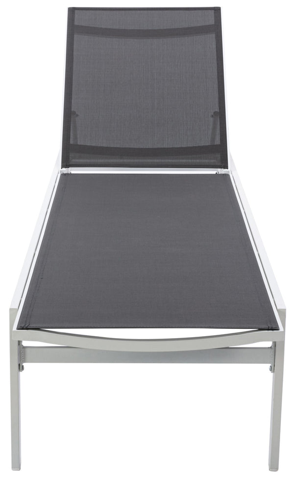 Santorini Waterproof Mesh Fabric / Aluminum Contemporary Grey Resilient Mesh Waterproof Fabric Outdoor Patio Aluminum Mesh Chaise Lounge Chair - 24.5" W x 80" D x 15" H