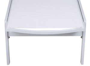 Santorini Waterproof Mesh Fabric / Aluminum Contemporary White Resilient Mesh Waterproof Fabric Outdoor Patio Aluminum Mesh Chaise Lounge Chair - 24.5" W x 80" D x 15" H