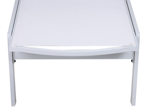 Santorini Waterproof Mesh Fabric / Aluminum Contemporary White Resilient Mesh Waterproof Fabric Outdoor Patio Aluminum Mesh Chaise Lounge Chair - 24.5" W x 80" D x 15" H