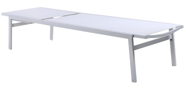 Santorini Waterproof Mesh Fabric / Aluminum Contemporary White Resilient Mesh Waterproof Fabric Outdoor Patio Aluminum Mesh Chaise Lounge Chair - 24.5" W x 80" D x 15" H