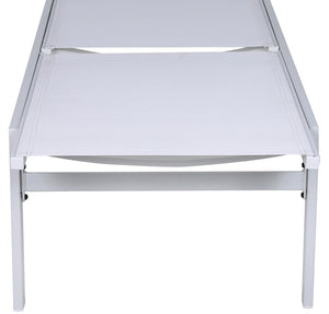 Santorini Waterproof Mesh Fabric / Aluminum Contemporary White Resilient Mesh Waterproof Fabric Outdoor Patio Aluminum Mesh Chaise Lounge Chair - 24.5" W x 80" D x 15" H