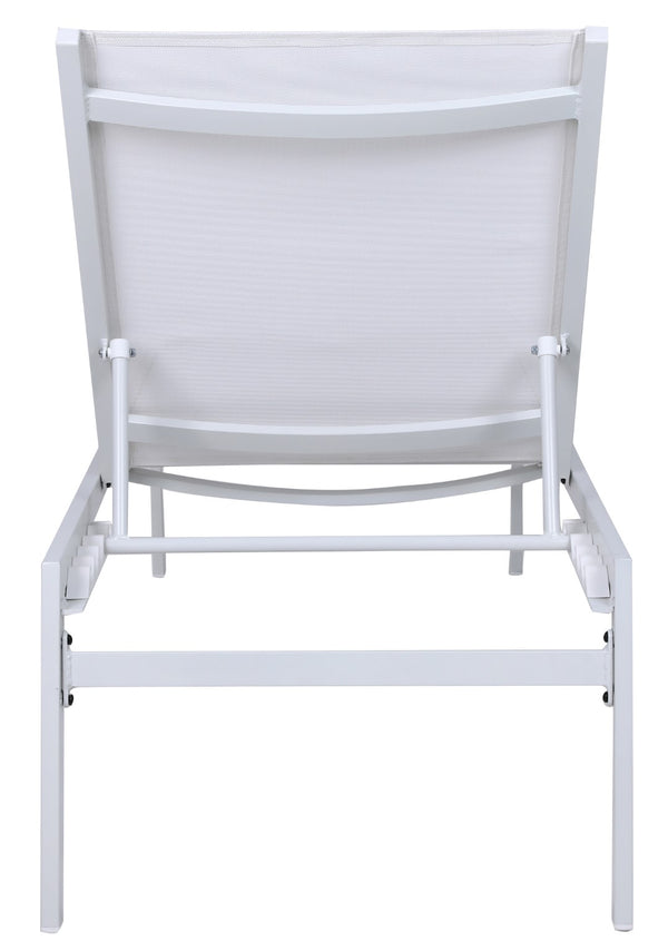 Santorini Waterproof Mesh Fabric / Aluminum Contemporary White Resilient Mesh Waterproof Fabric Outdoor Patio Aluminum Mesh Chaise Lounge Chair - 24.5" W x 80" D x 15" H