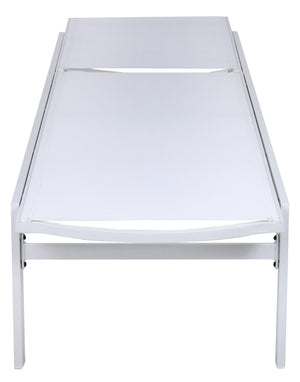 Santorini Waterproof Mesh Fabric / Aluminum Contemporary White Resilient Mesh Waterproof Fabric Outdoor Patio Aluminum Mesh Chaise Lounge Chair - 24.5" W x 80" D x 15" H