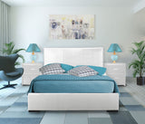 White Upholstered Queen Platform Bed