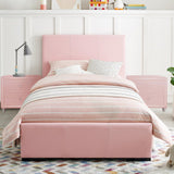 Pink Upholstered Full Platform Bed