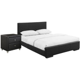 Upholstered Platform Bed with Nightstand