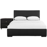 Black Upholstered Twin Platform Bed with Nightstand