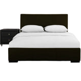 Brown Upholstered Twin Platform Bed with Nightstand