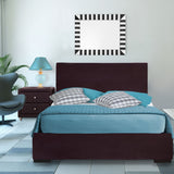 Brown Upholstered Twin Platform Bed with Nightstand