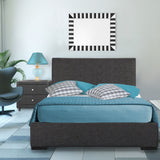 Grey Upholstered Twin Platform Bed with Nightstand