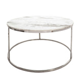 Sagebrook Home Glam Set of 2 -  Metal/marble Coffee Table, Silver 15471-01 Silver Metal