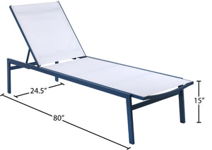 Santorini Waterproof Mesh Fabric / Aluminum Contemporary White Resilient Mesh Waterproof Fabric Outdoor Patio Aluminum Mesh Chaise Lounge Chair - 24.5" W x 80" D x 15" H