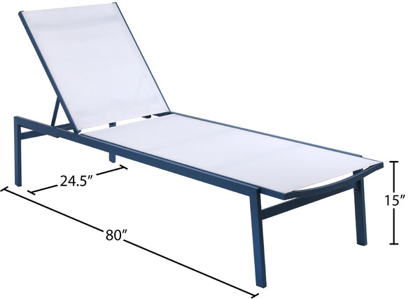 Santorini Waterproof Mesh Fabric / Aluminum Contemporary White Resilient Mesh Waterproof Fabric Outdoor Patio Aluminum Mesh Chaise Lounge Chair - 24.5" W x 80" D x 15" H