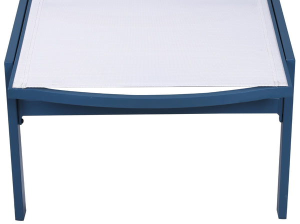 Santorini Waterproof Mesh Fabric / Aluminum Contemporary White Resilient Mesh Waterproof Fabric Outdoor Patio Aluminum Mesh Chaise Lounge Chair - 24.5" W x 80" D x 15" H