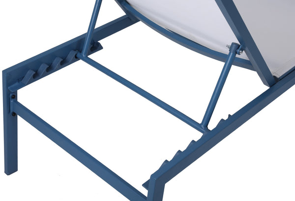 Santorini Waterproof Mesh Fabric / Aluminum Contemporary White Resilient Mesh Waterproof Fabric Outdoor Patio Aluminum Mesh Chaise Lounge Chair - 24.5" W x 80" D x 15" H