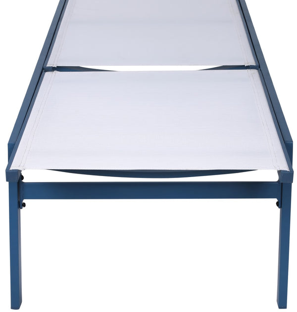 Santorini Waterproof Mesh Fabric / Aluminum Contemporary White Resilient Mesh Waterproof Fabric Outdoor Patio Aluminum Mesh Chaise Lounge Chair - 24.5" W x 80" D x 15" H