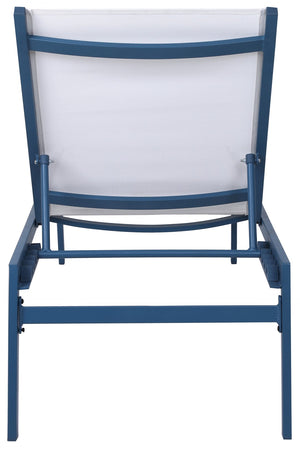 Santorini Waterproof Mesh Fabric / Aluminum Contemporary White Resilient Mesh Waterproof Fabric Outdoor Patio Aluminum Mesh Chaise Lounge Chair - 24.5" W x 80" D x 15" H