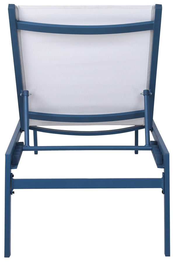 Santorini Waterproof Mesh Fabric / Aluminum Contemporary White Resilient Mesh Waterproof Fabric Outdoor Patio Aluminum Mesh Chaise Lounge Chair - 24.5" W x 80" D x 15" H