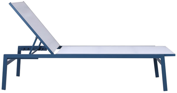 Santorini Waterproof Mesh Fabric / Aluminum Contemporary White Resilient Mesh Waterproof Fabric Outdoor Patio Aluminum Mesh Chaise Lounge Chair - 24.5" W x 80" D x 15" H