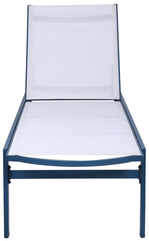 Santorini Waterproof Mesh Fabric / Aluminum Contemporary White Resilient Mesh Waterproof Fabric Outdoor Patio Aluminum Mesh Chaise Lounge Chair - 24.5" W x 80" D x 15" H