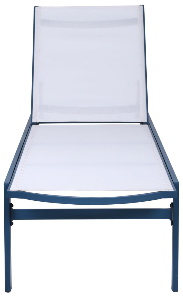Santorini Waterproof Mesh Fabric / Aluminum Contemporary White Resilient Mesh Waterproof Fabric Outdoor Patio Aluminum Mesh Chaise Lounge Chair - 24.5" W x 80" D x 15" H
