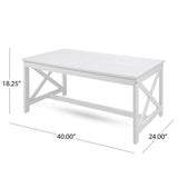 Noble House Ivan Outdoor White Finished Acacia Wood Coffee Table