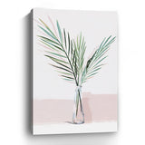 24" Pretty Green Foliage Pink Canvas Wall Art