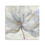 Soft Blue and Grey Flower with Gold Details Canvas Wall Art