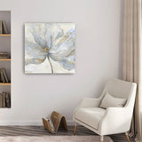 20" Soft Blue and Grey Flower with Gold Details Canvas Wall Art